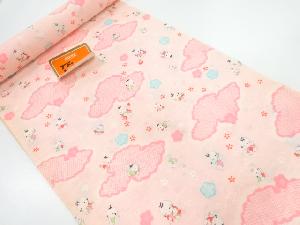 アンティーク　雲取りに御所人形模様長襦袢地反物